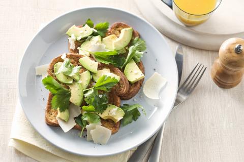 French Toast with Avocado & Shaved Parmesan