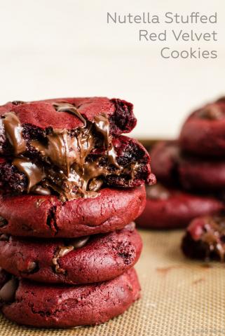 Red Velvet Nutella Stuffed Cookies