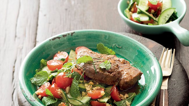 Barbecued Thai Beef with Cucumber and Mint Salad