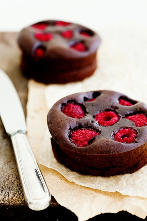 Dark Chocolate and Raspberry Brownie Tarts