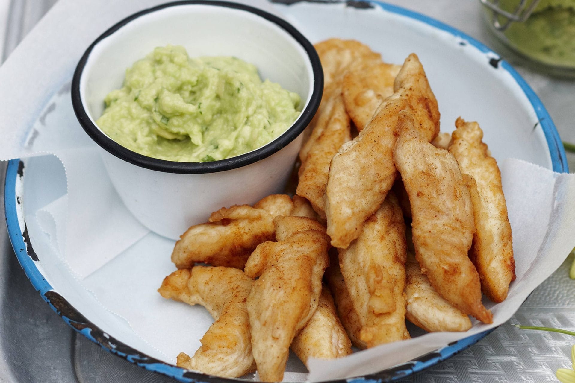Spicy Chicken Tenders with Avocado Dip