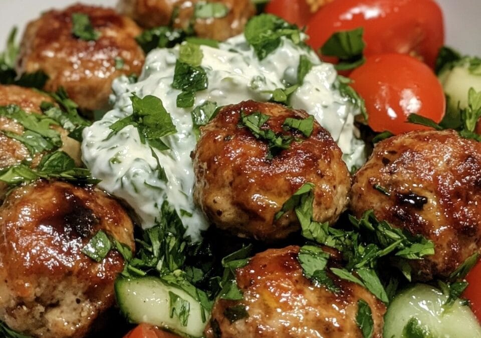 Greek Chicken Meatballs with Homemade Tzatziki