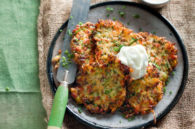 Zucchini and Bacon Fritters with Garlic Yoghurt